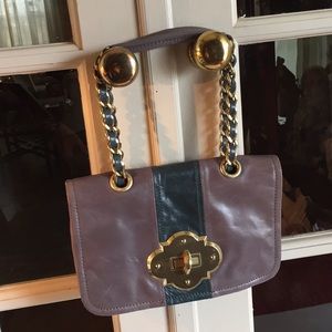 Cynthia Rowley grey/turquoise leather bag-Great